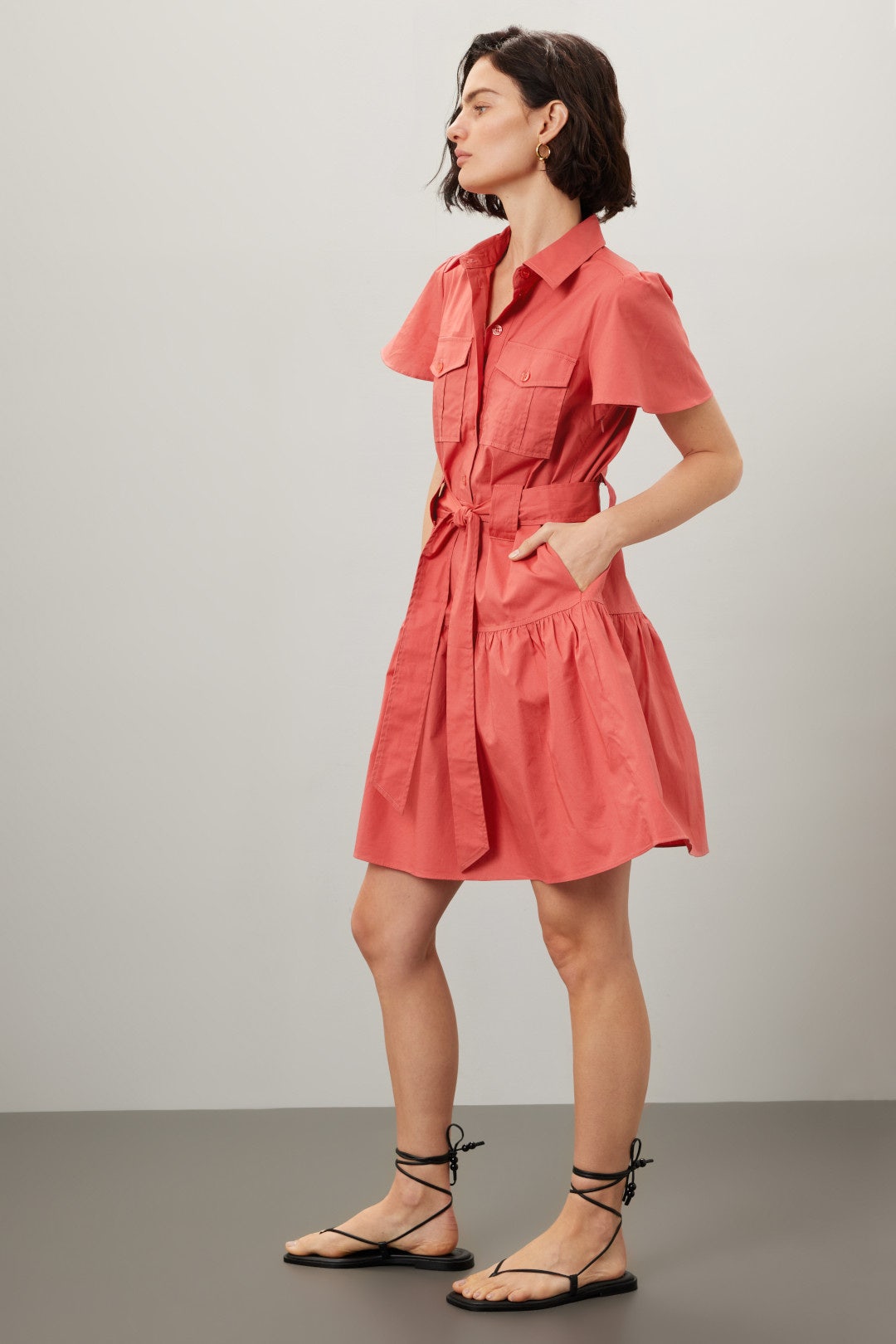 Flutter Sleeve Shirt Dress by Derek Lam Collective 