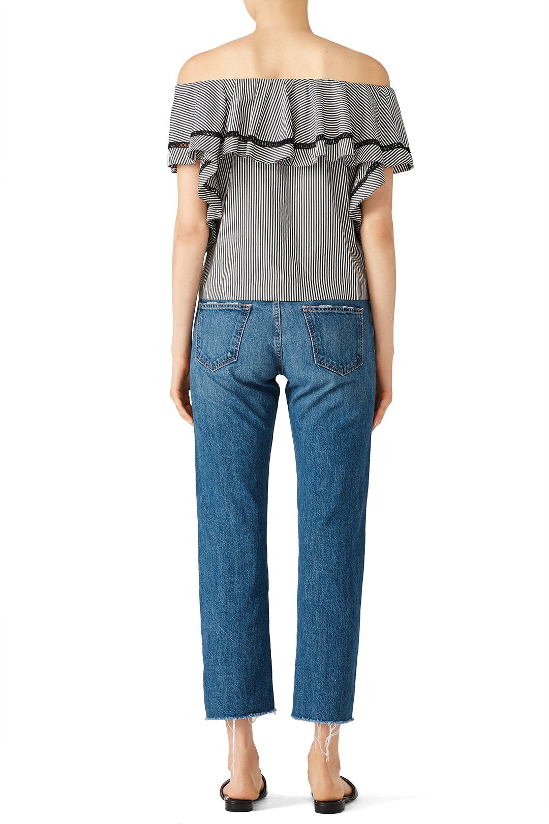 Striped Ruffle Off Shoulder Top by Rachel Zoe 2