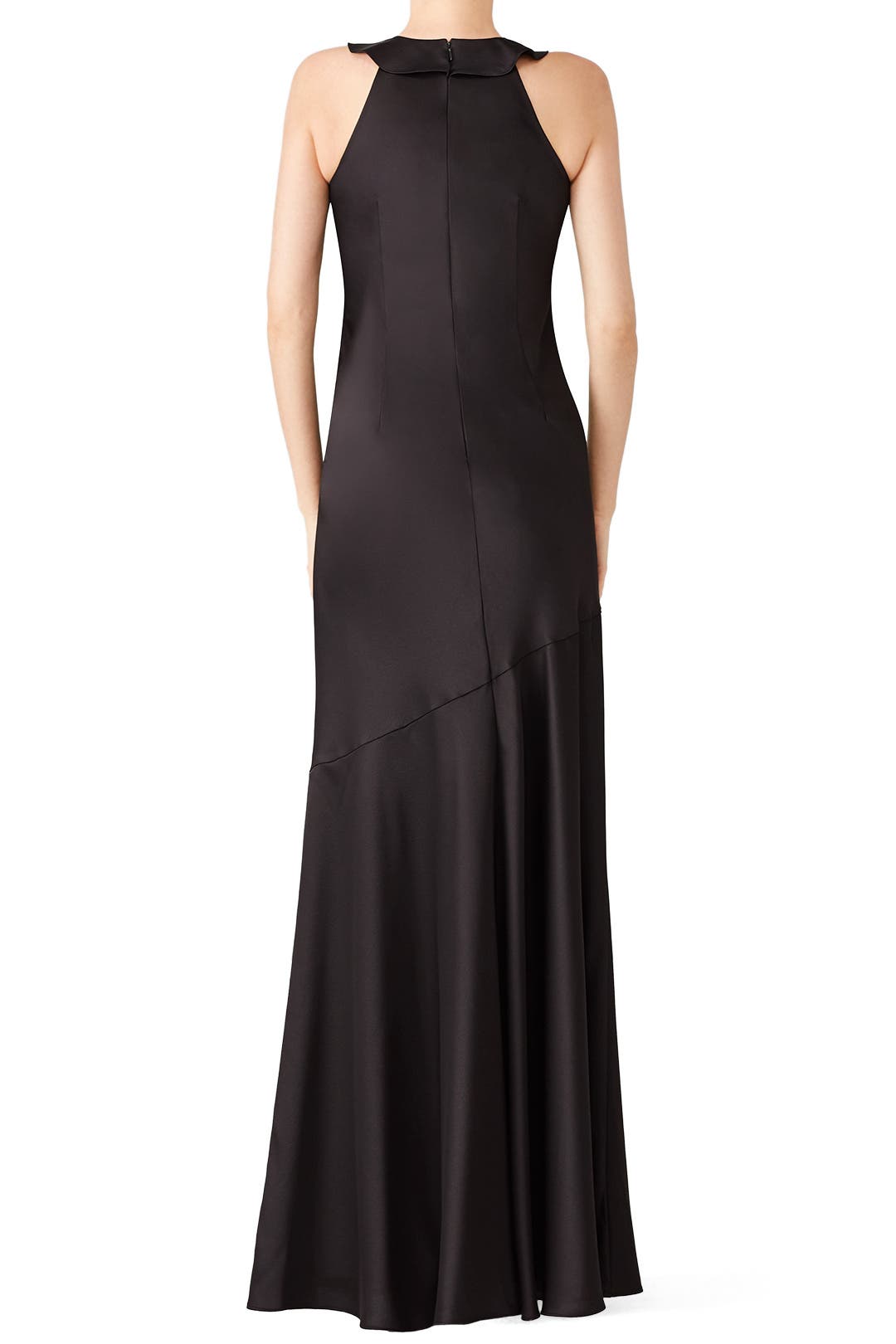 Aidan Mattox☆ブラックラッフルティアードロングドレス Aidan Mattox Off-Shoulder Ruffle Tiered Gown | Neiman Marcus