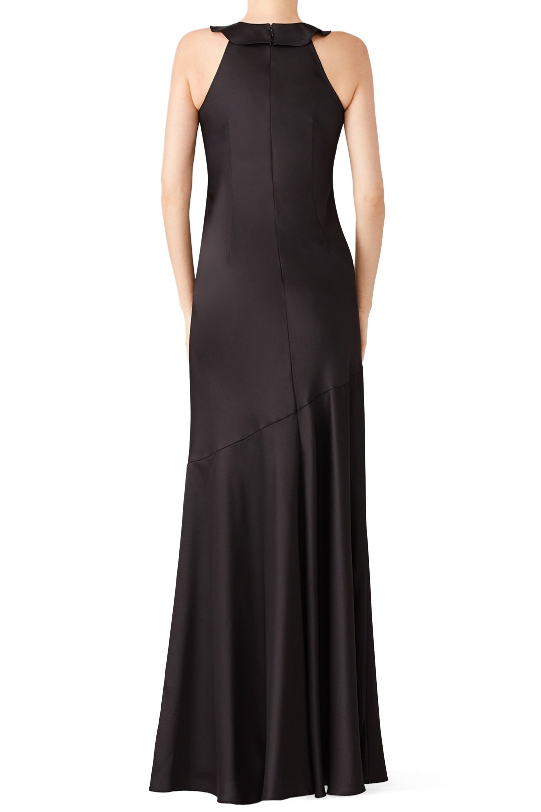 Black Ruffled Gown by Aidan Mattox 1