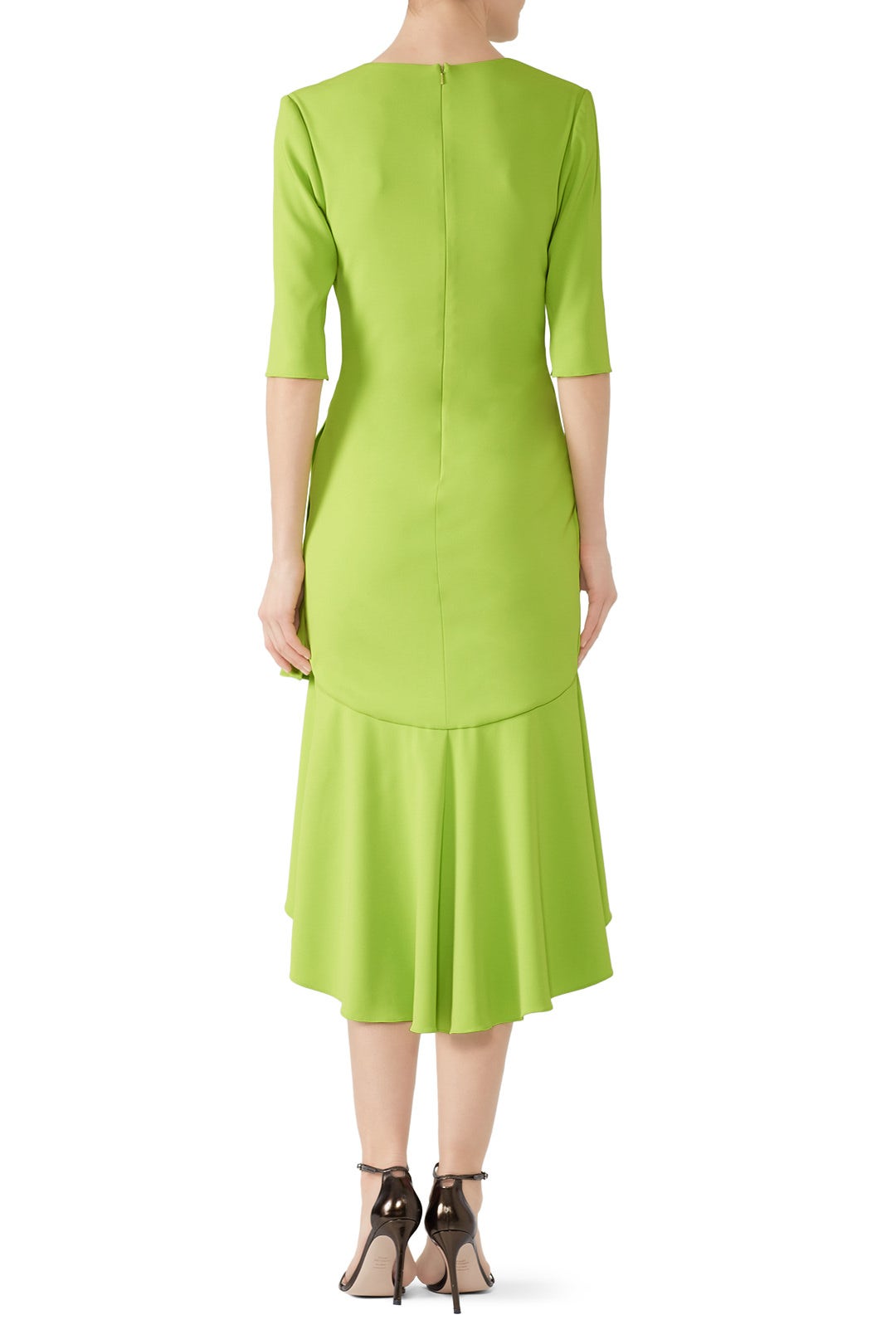 Lime Flutter Hem Dress by Badgley Mischka 1