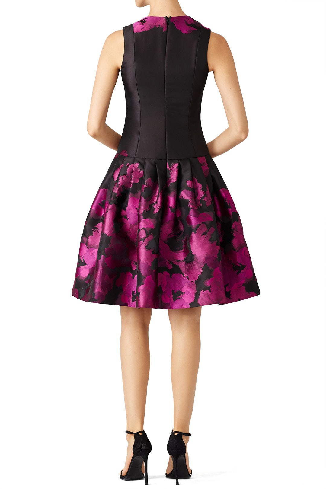 Magenta Blossom Black Dress by Carmen Marc Valvo 1