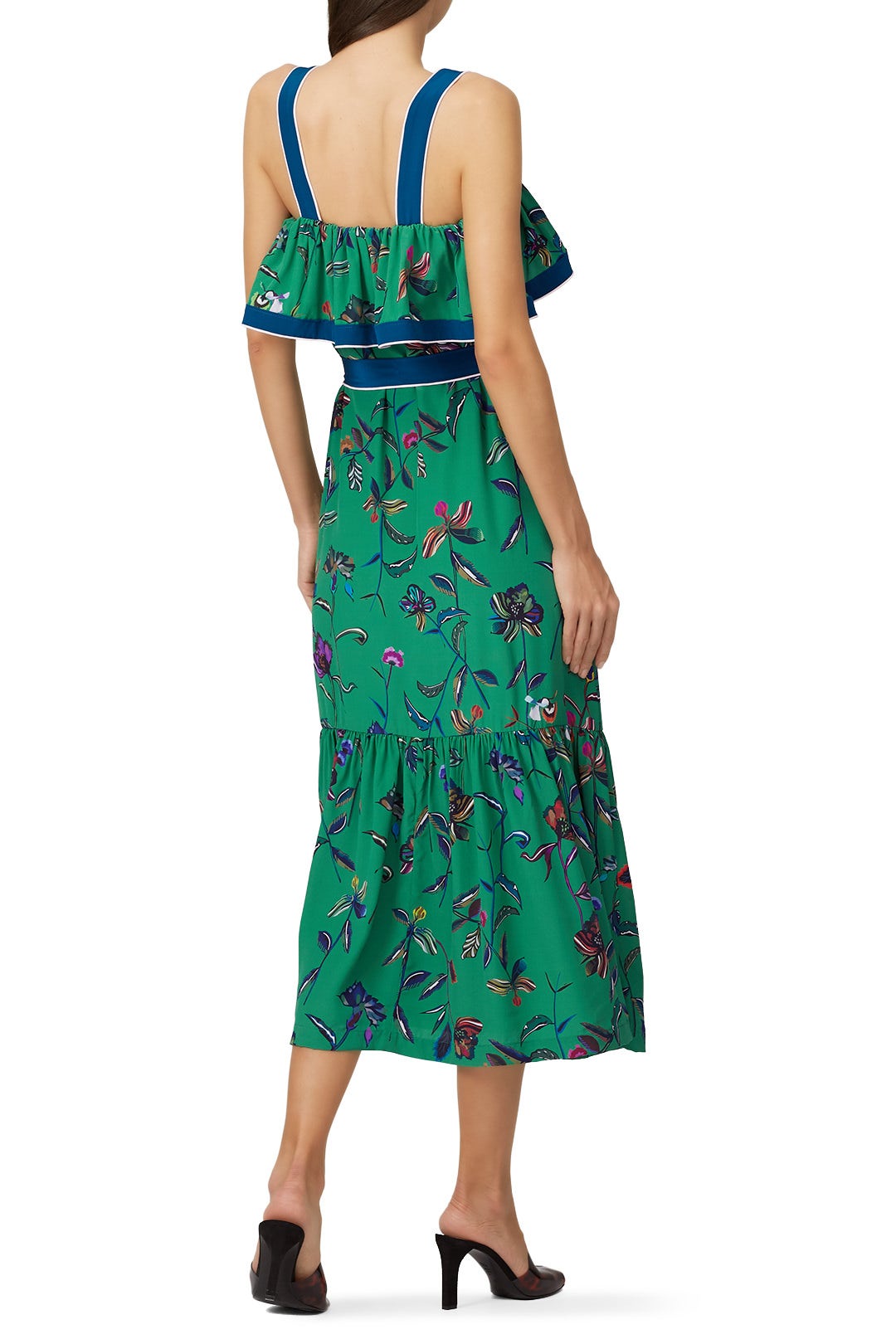 Green Printed Ruffle Cami Dress by Derek Lam 10 Crosby 1