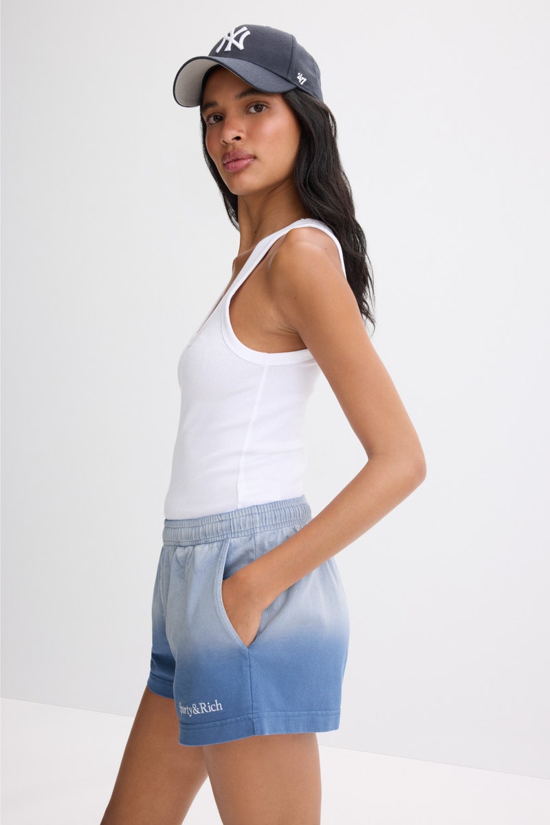 Serif Logo Embroidered Disco Shorts by Sporty & Rich - Photo 1