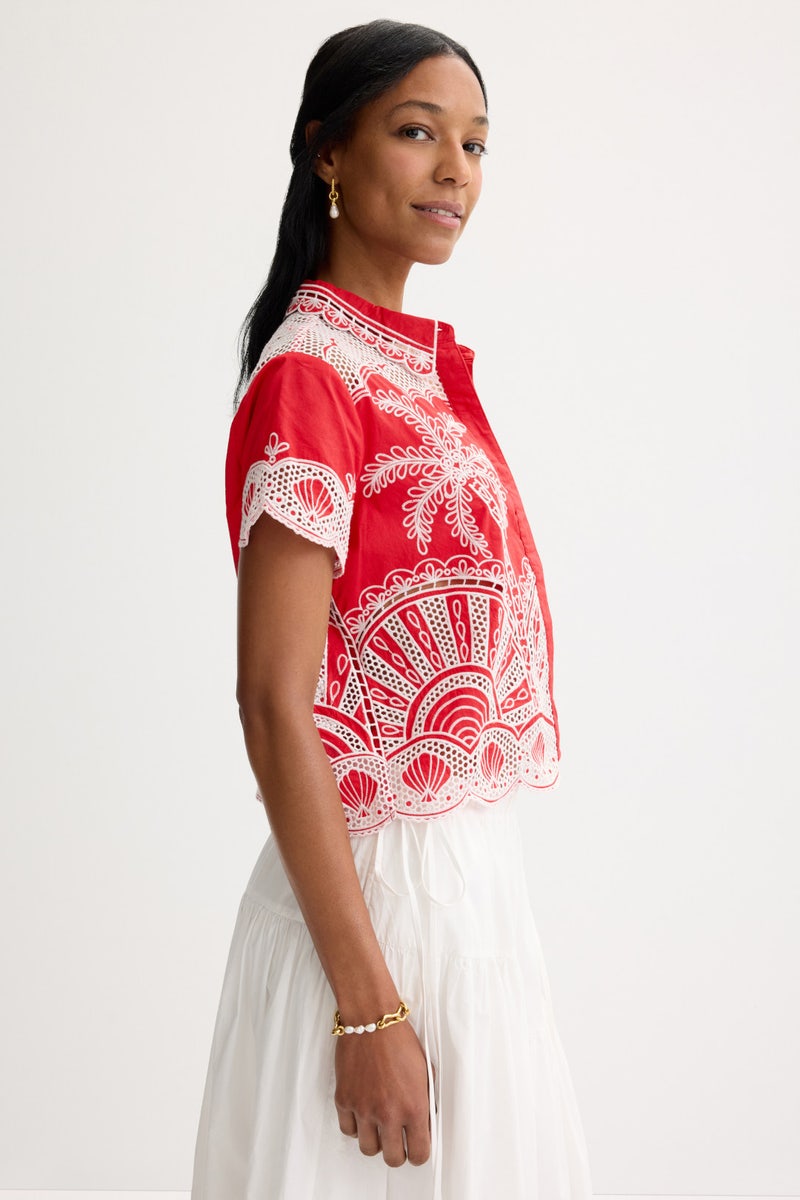 Red Palm Trees Shirt by FARM Rio - Photo 1