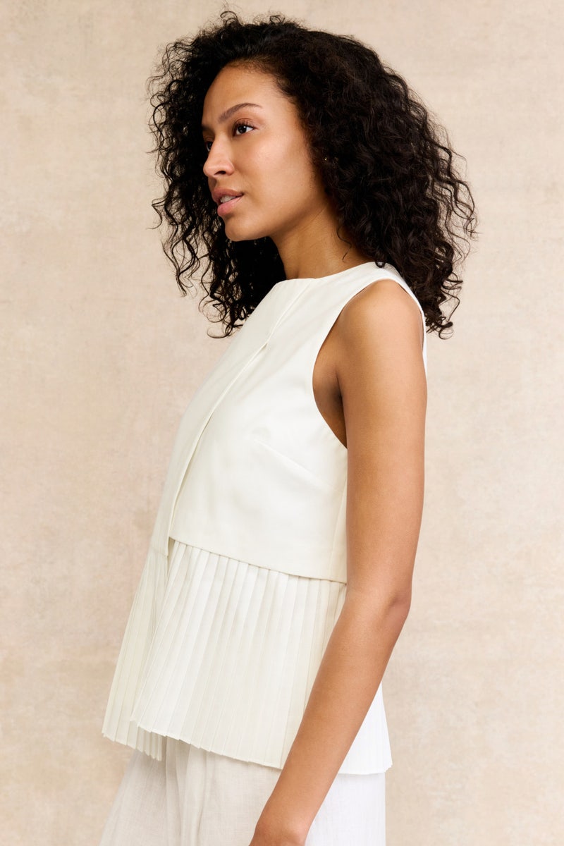 Nyla Asymmetrical Linen Top by Milly - Photo 1