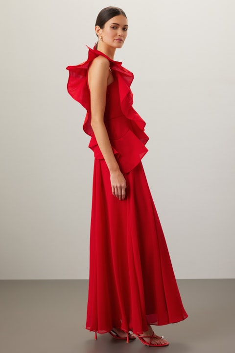 Red Georgette Gown