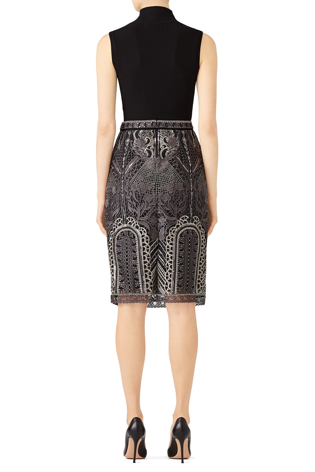 Silver Embroidered Skirt by Marchesa Notte 1