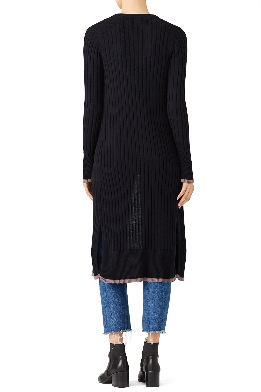 Black Ribbed Cardigan by Michael Stars 1