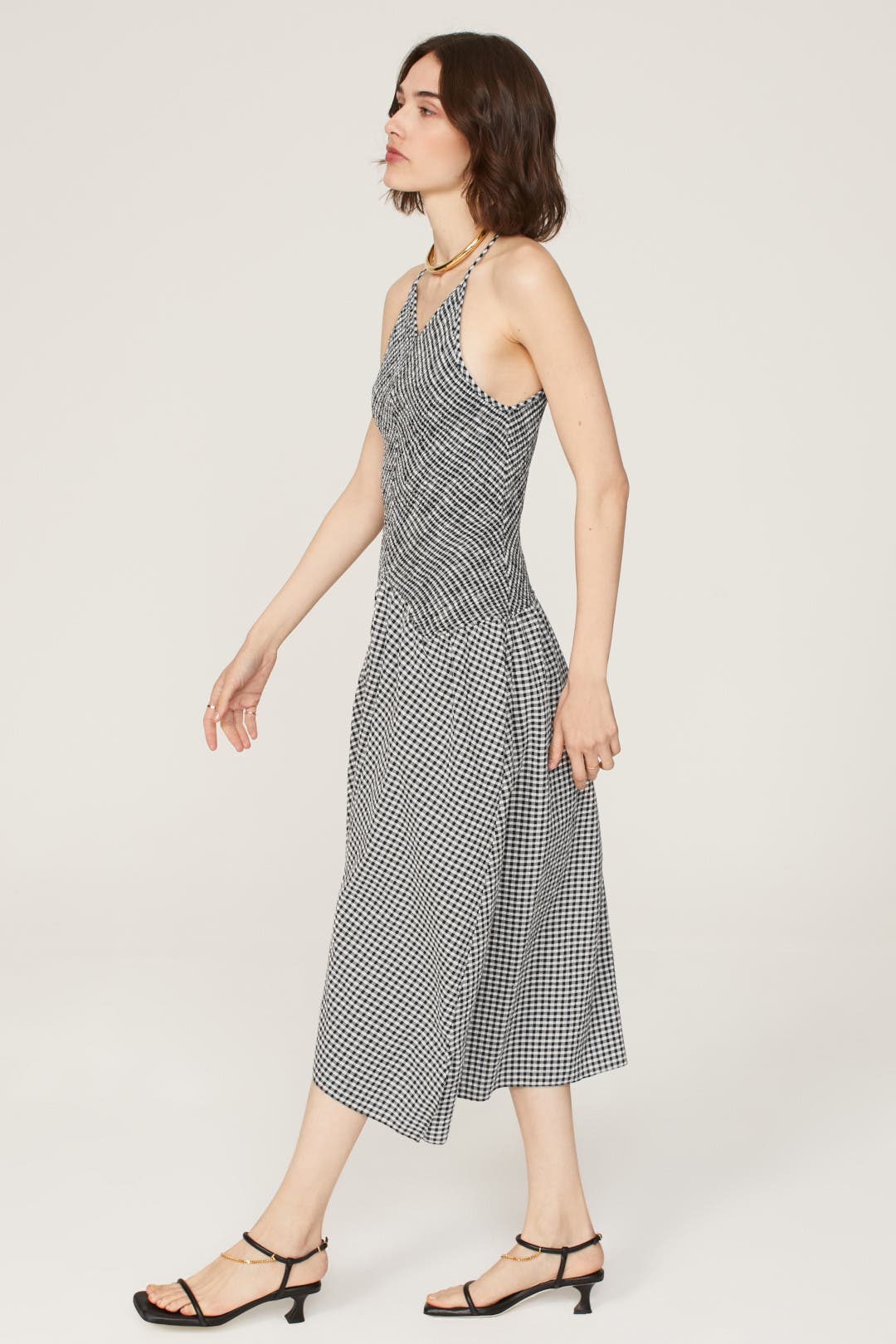 ワンピース RonHerman Checkered Seersucker Lap Dress ロンハーマンCheckered Seersucker Lap Dress