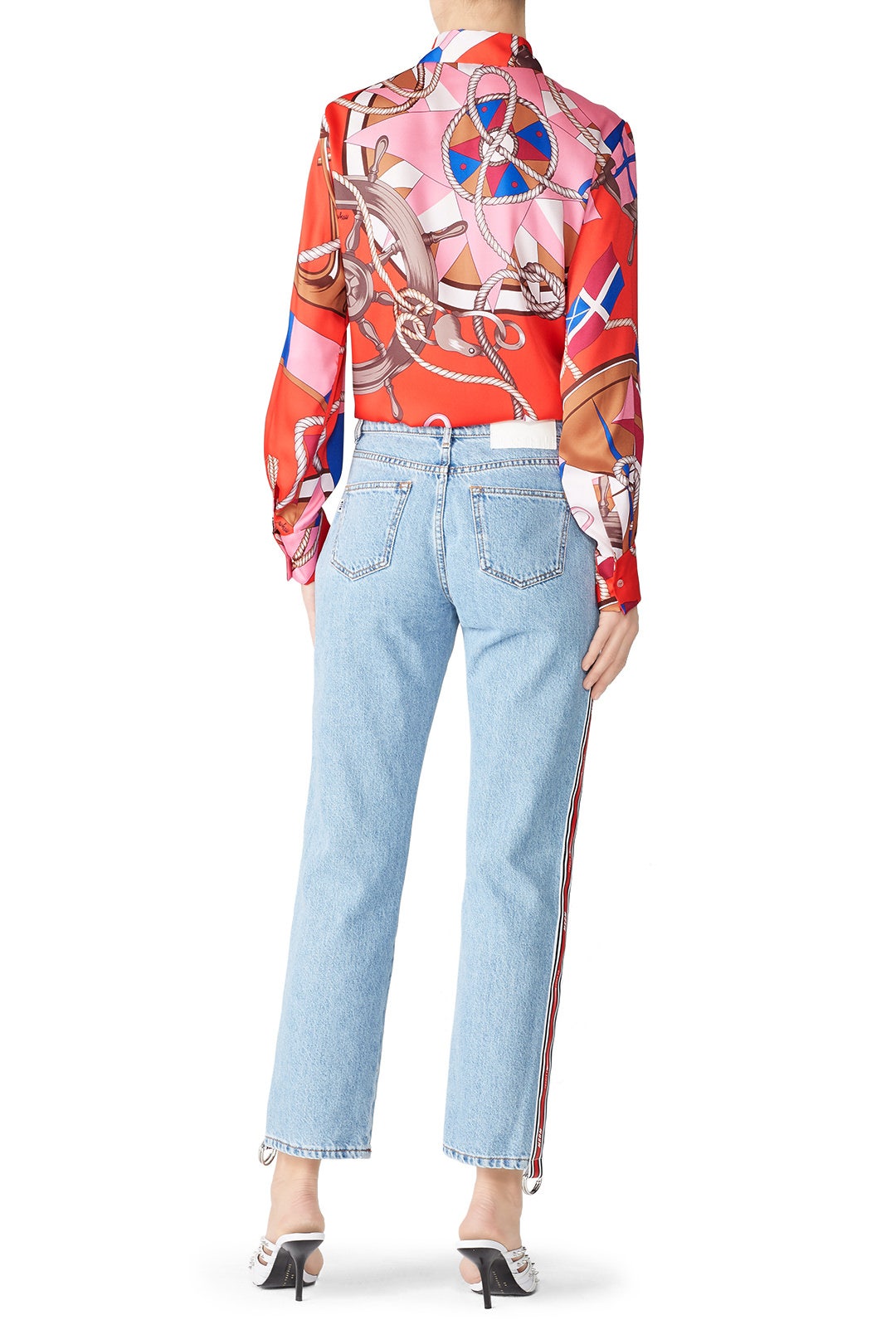 Red Printed Tie Blouse by MSGM 1