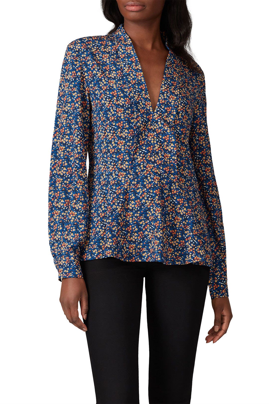 Blue Floral Printed Blouse by Derek Lam 10 Crosby x RTR 1