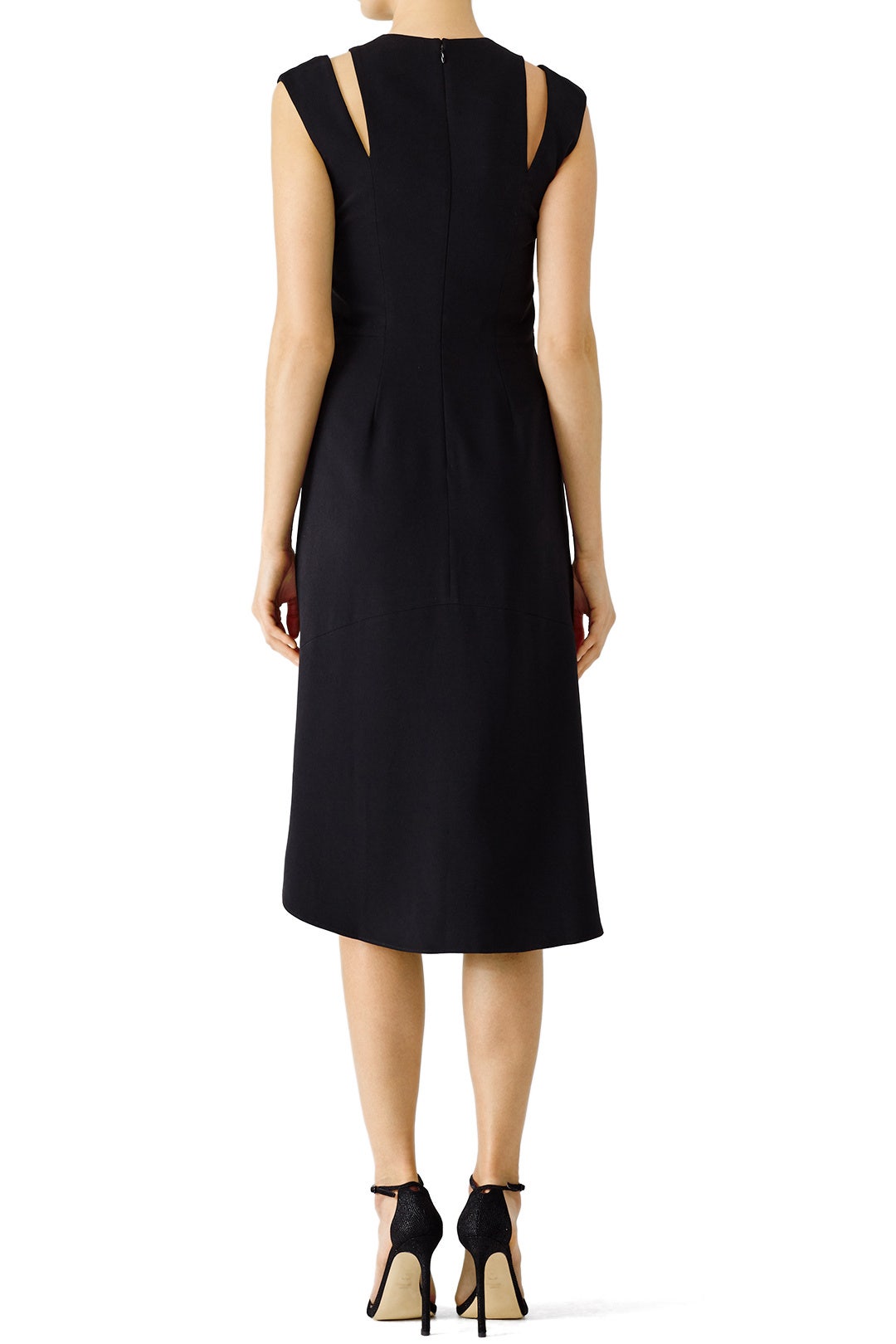 Black Slit Asymmetrical Dress by HALSTON 1
