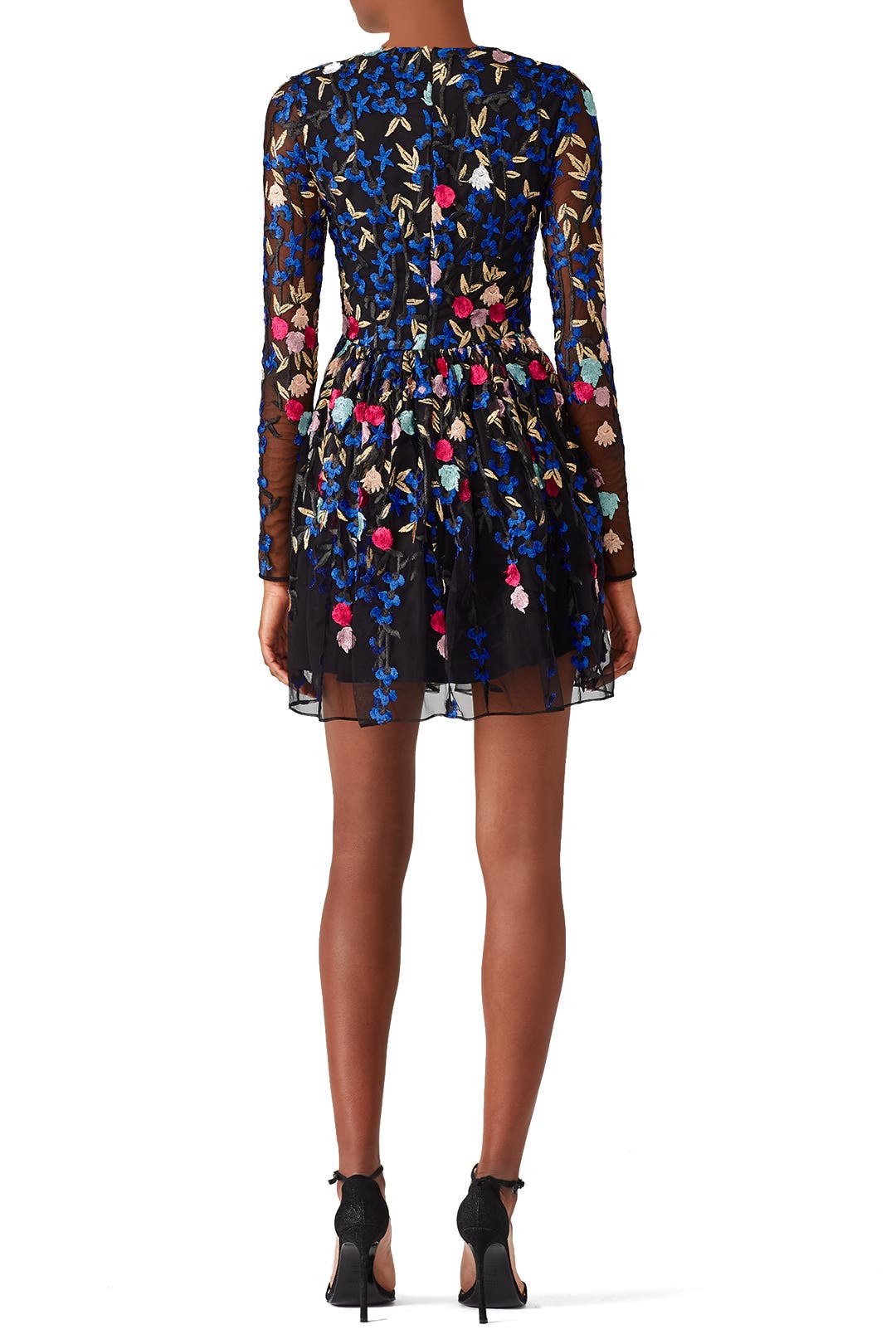 【6/15までの出品】 Dreamscape Check Dress Embroidered Mesh Dress by Badgley Mischka | Rent the Runway