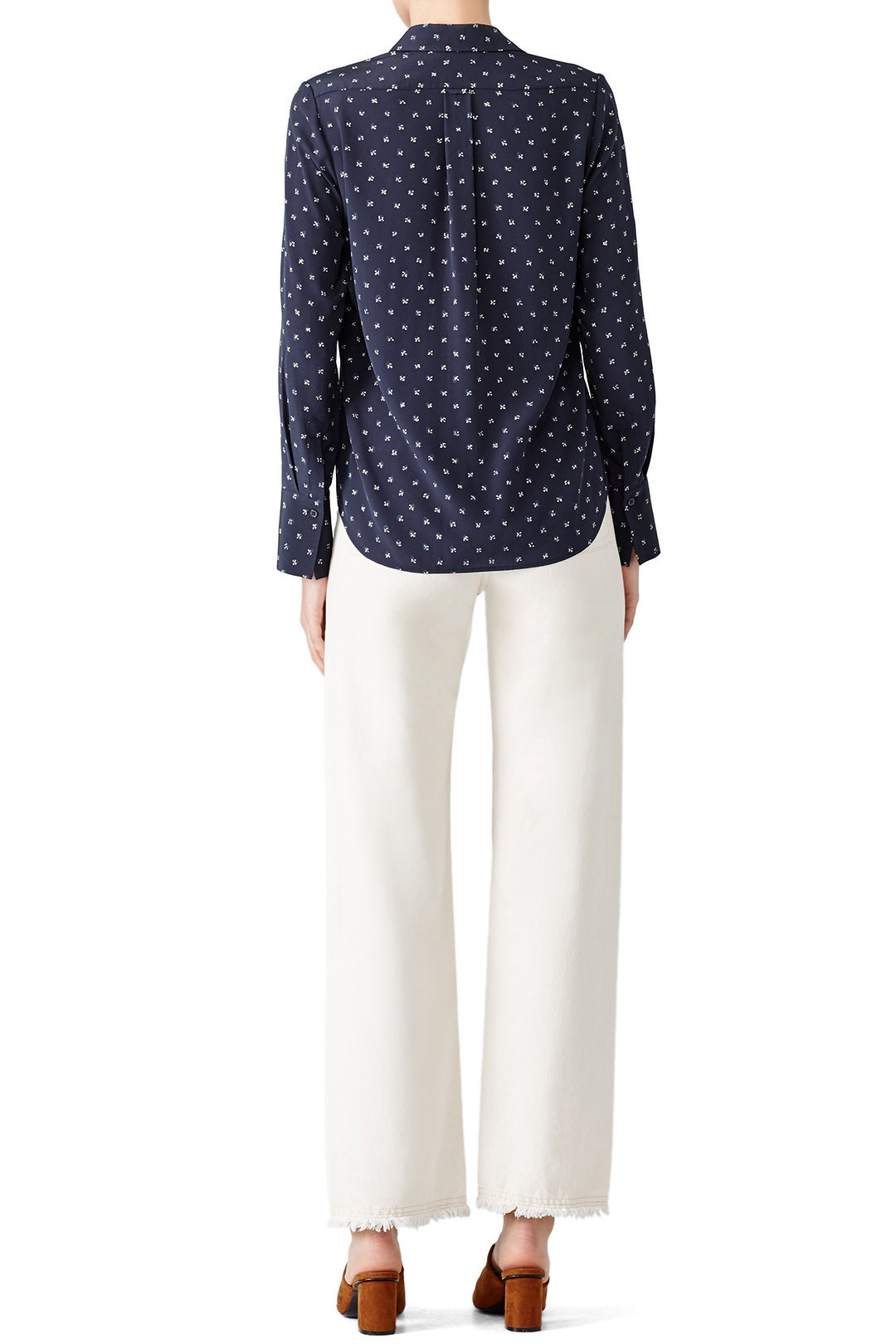 Navy Refined Dot Button Down by VINCE. 2