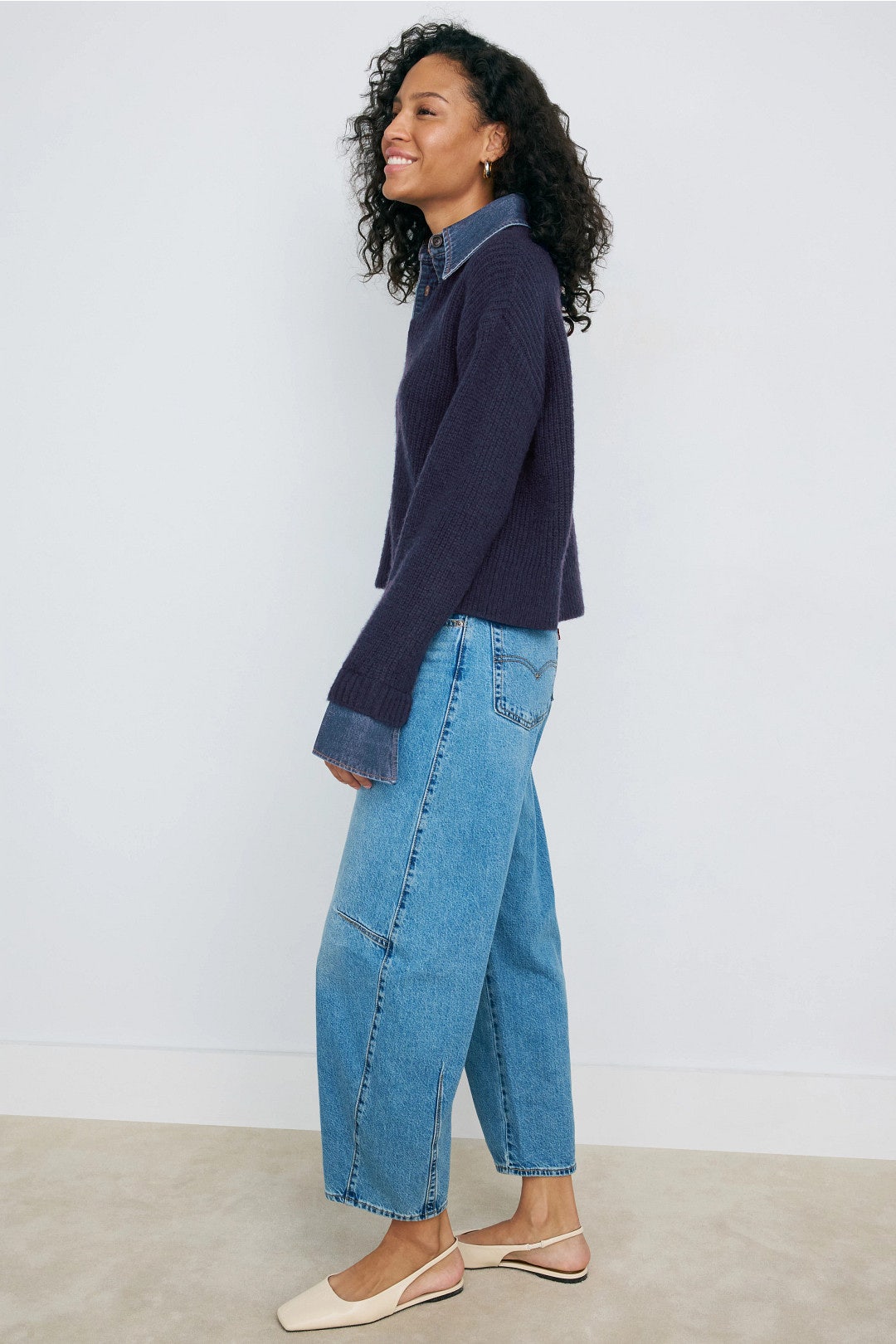 Harvey Denim Collar Sweater by LE JEAN 1