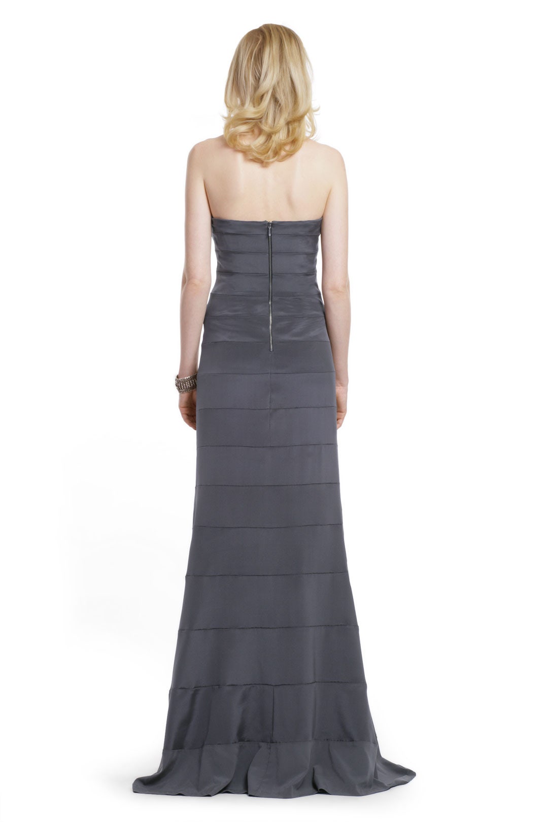 Charcoal Strips Strapless Gown by Nicole Miller 1