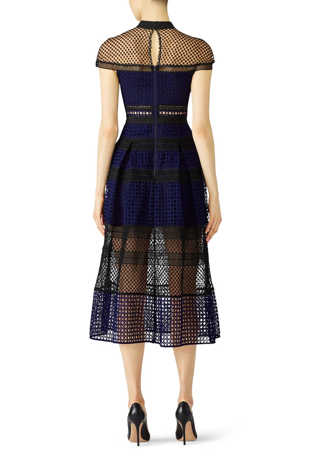 【Self-Portrait】日本未入荷 Navy ドット メッシュ Midi Dress Self-Portrait】日本未入荷 Navy ドット メッシュ Midi Dress