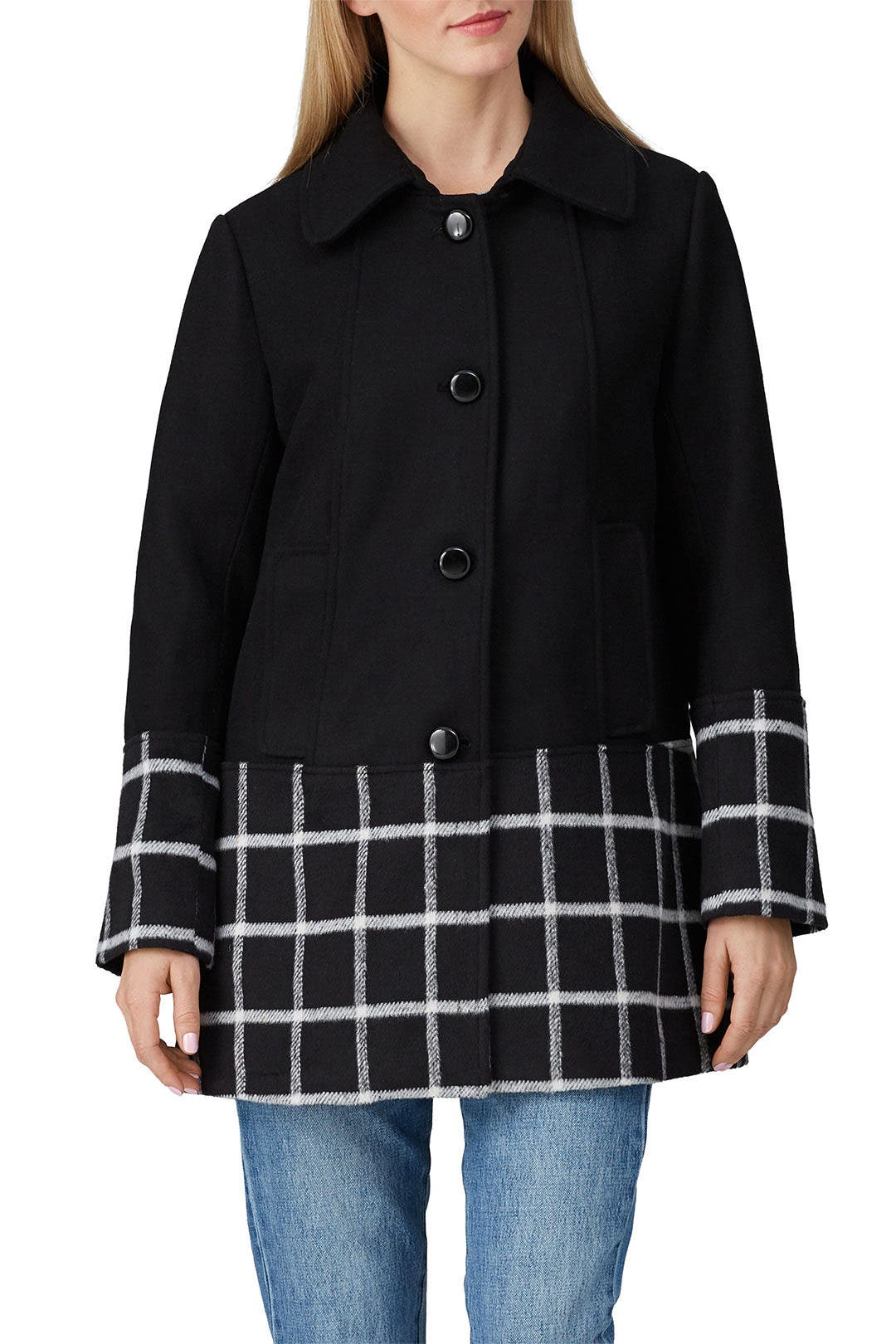 Black Windowpane Wool Coat by Slate & Willow 1