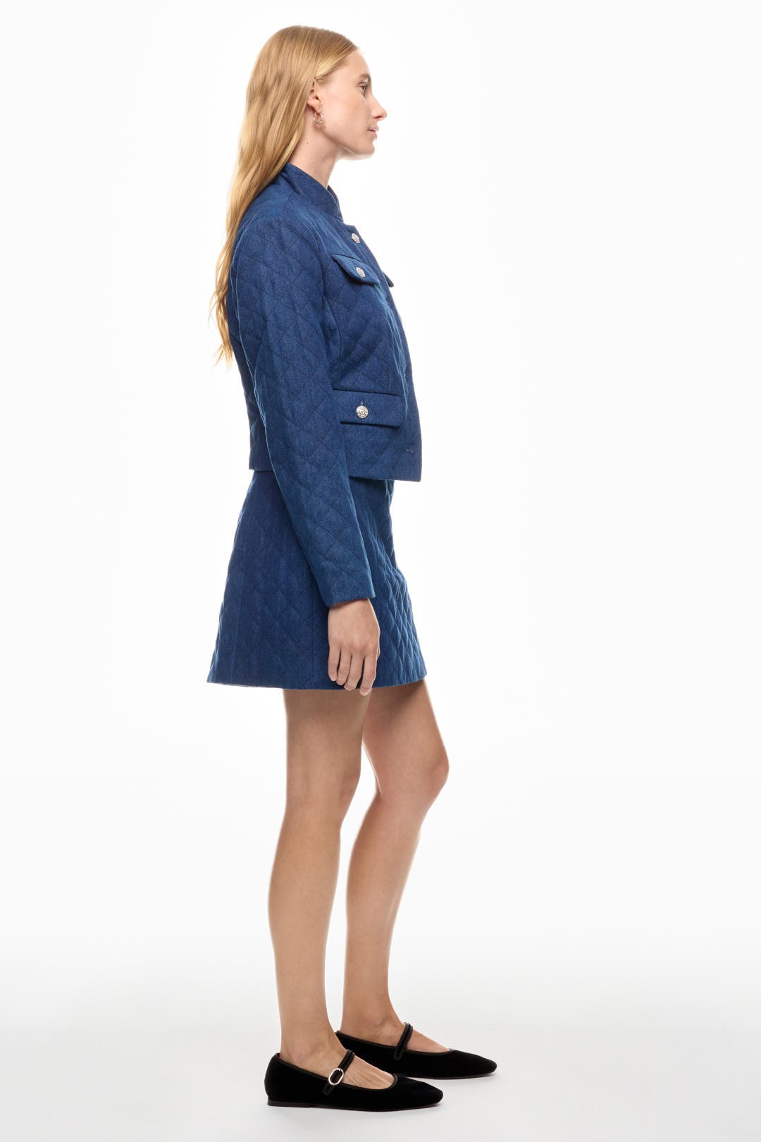 Quilted Denim Mini Skirt by Adam Lippes Collective Rent the Runway