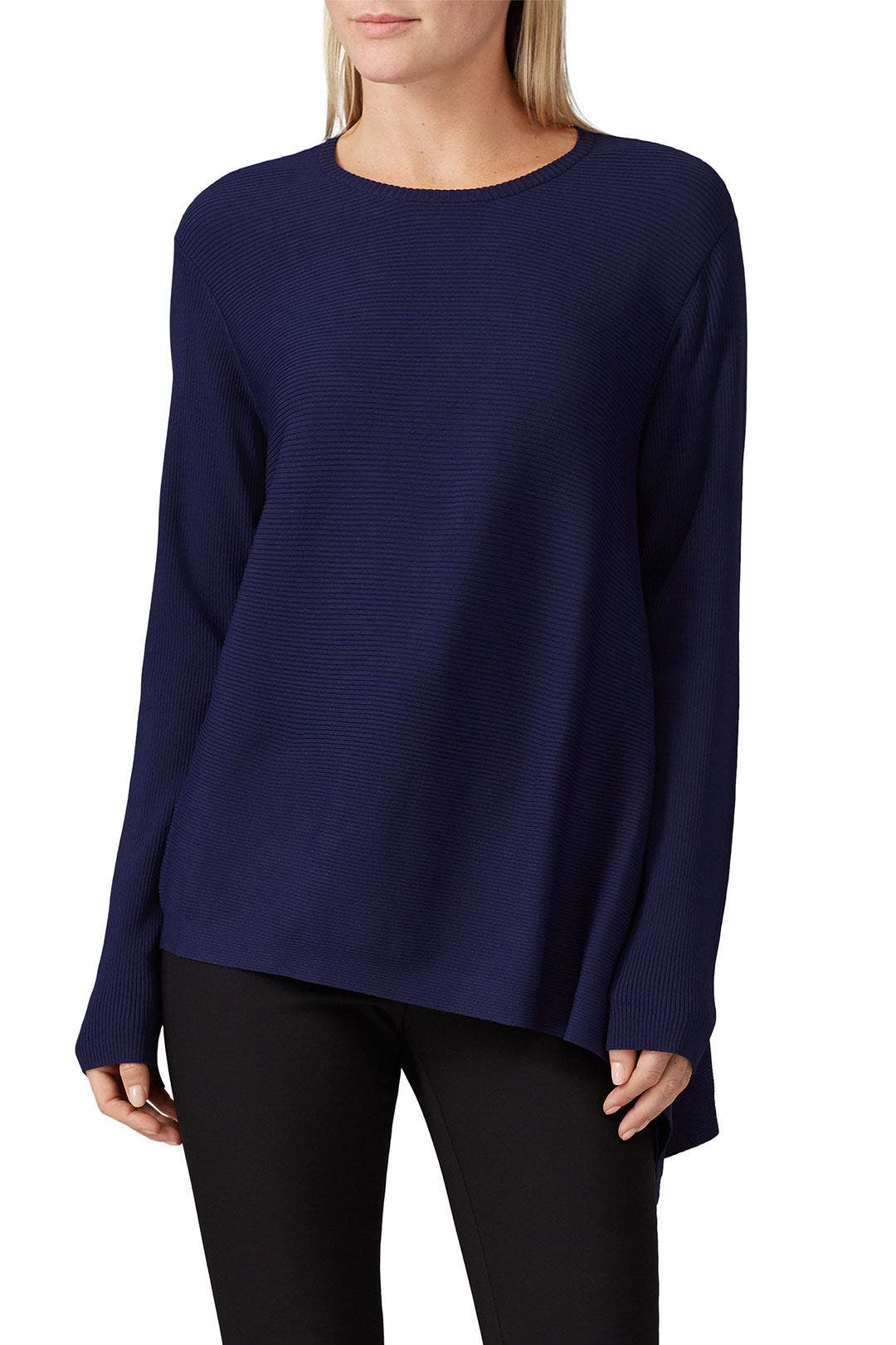 Blue Asymmetrical Knit Pullover by Derek Lam 10 Crosby x RTR