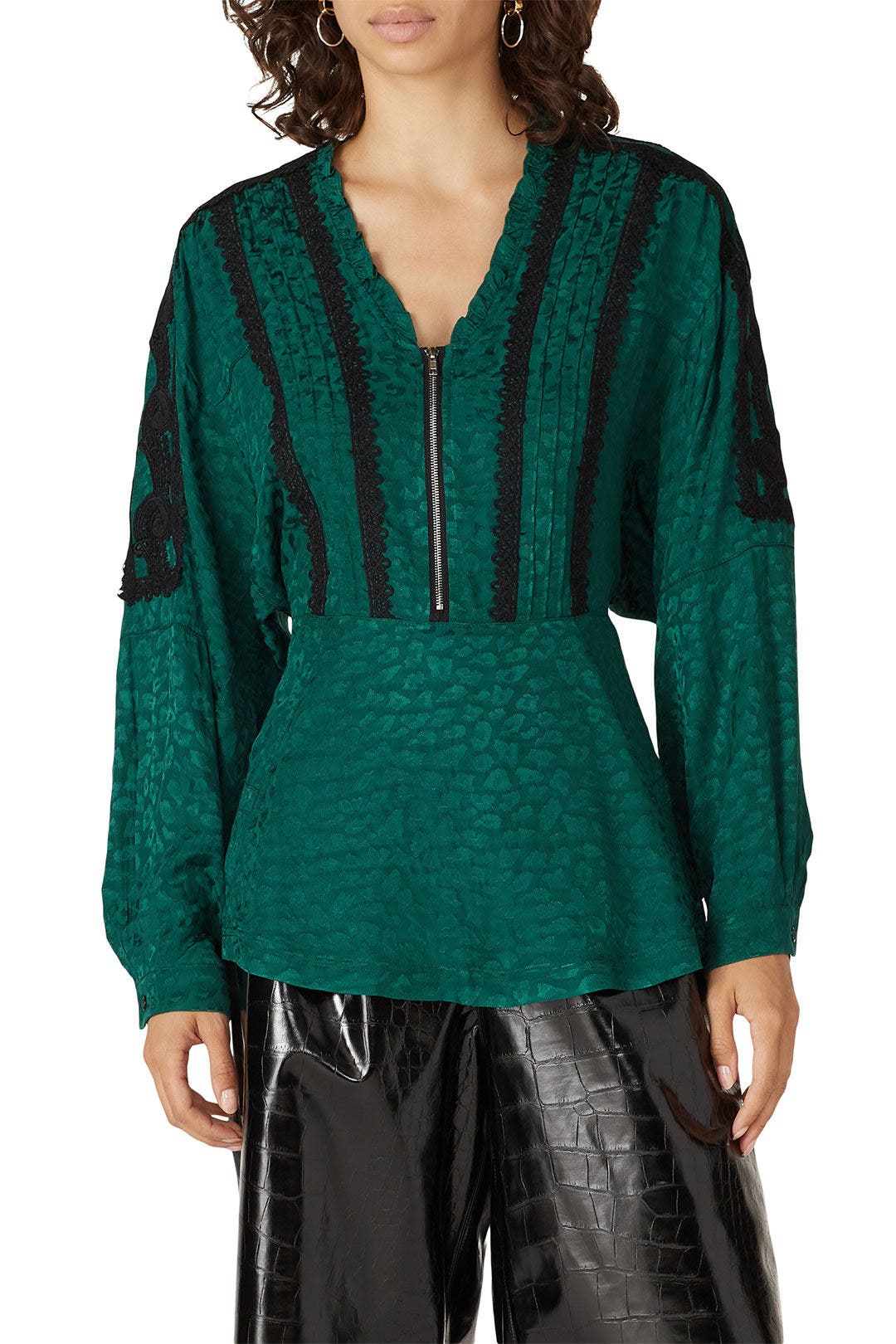 Lace Trim Python Zip Top by Koché x RTR 2