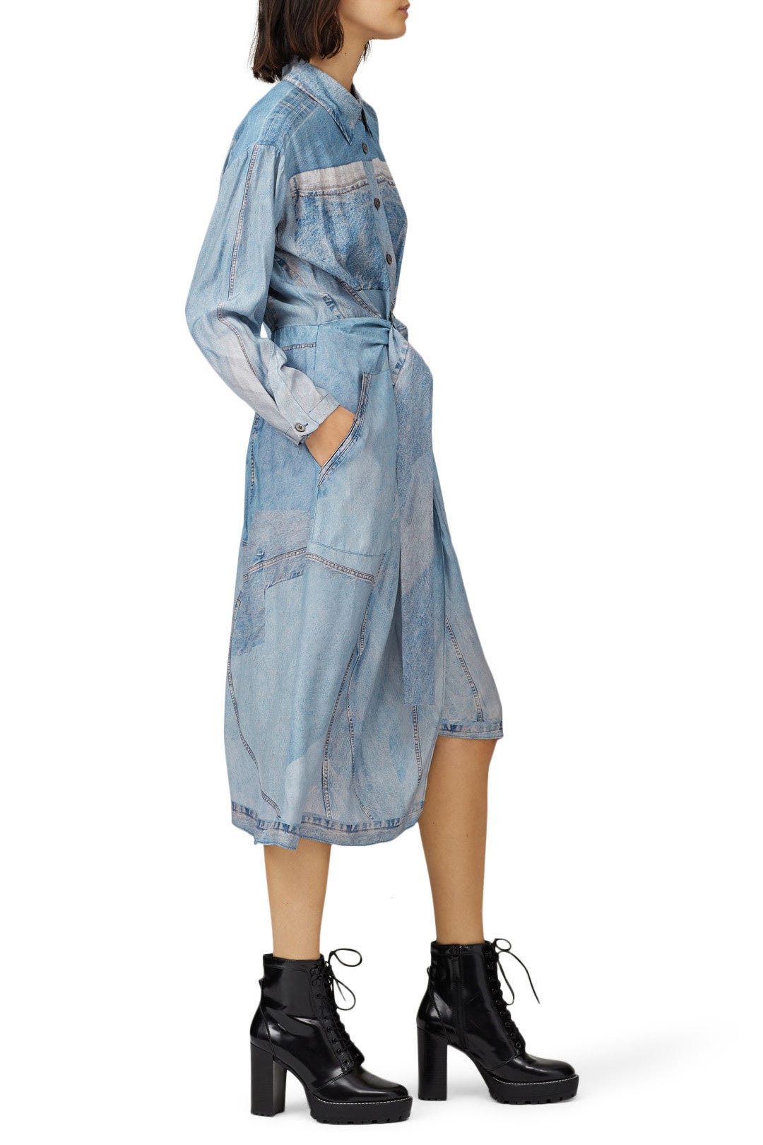 Blue Printed Silk Dress by Colovos 2