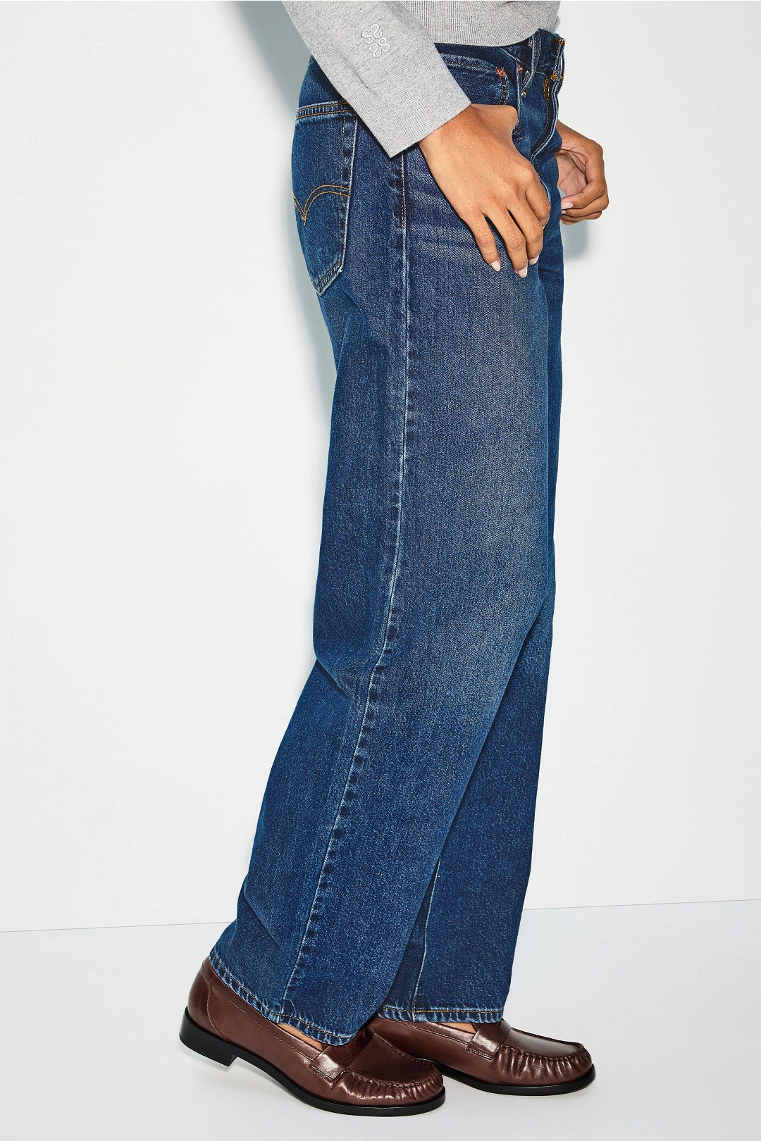 Medium Indigo Baggy Dad Straight Leg Jeans by Levi's 1