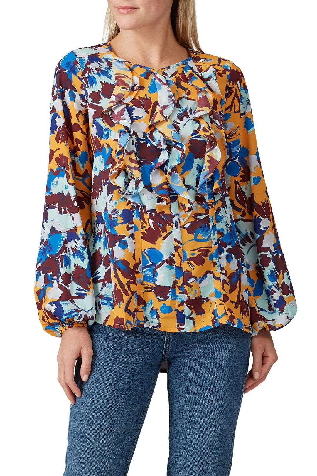 Ochre Floral Ruffle Front Blouse by Prabal Gurung x RTR 2