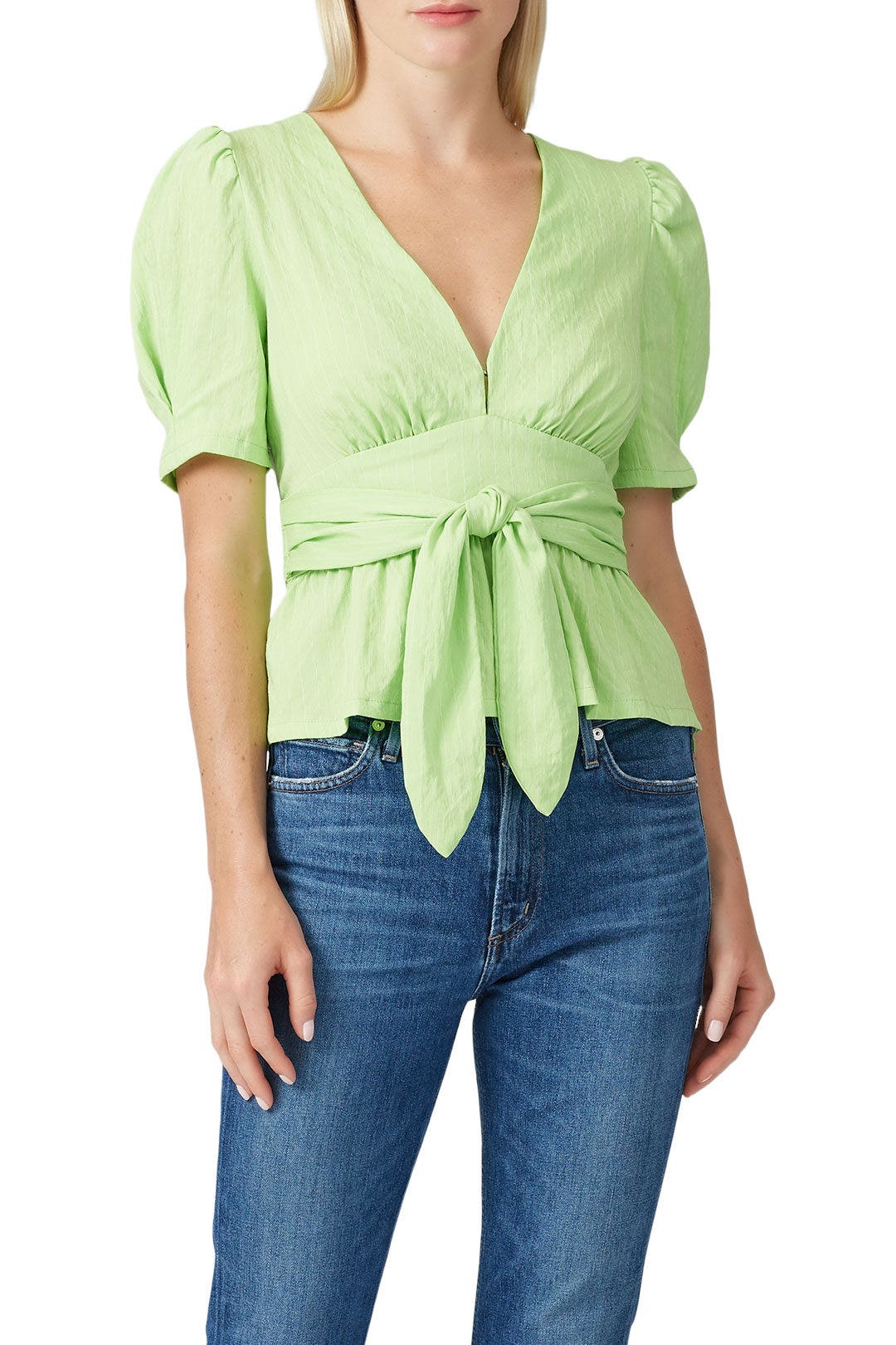 Lime Pinstripe Top by Moon River 1