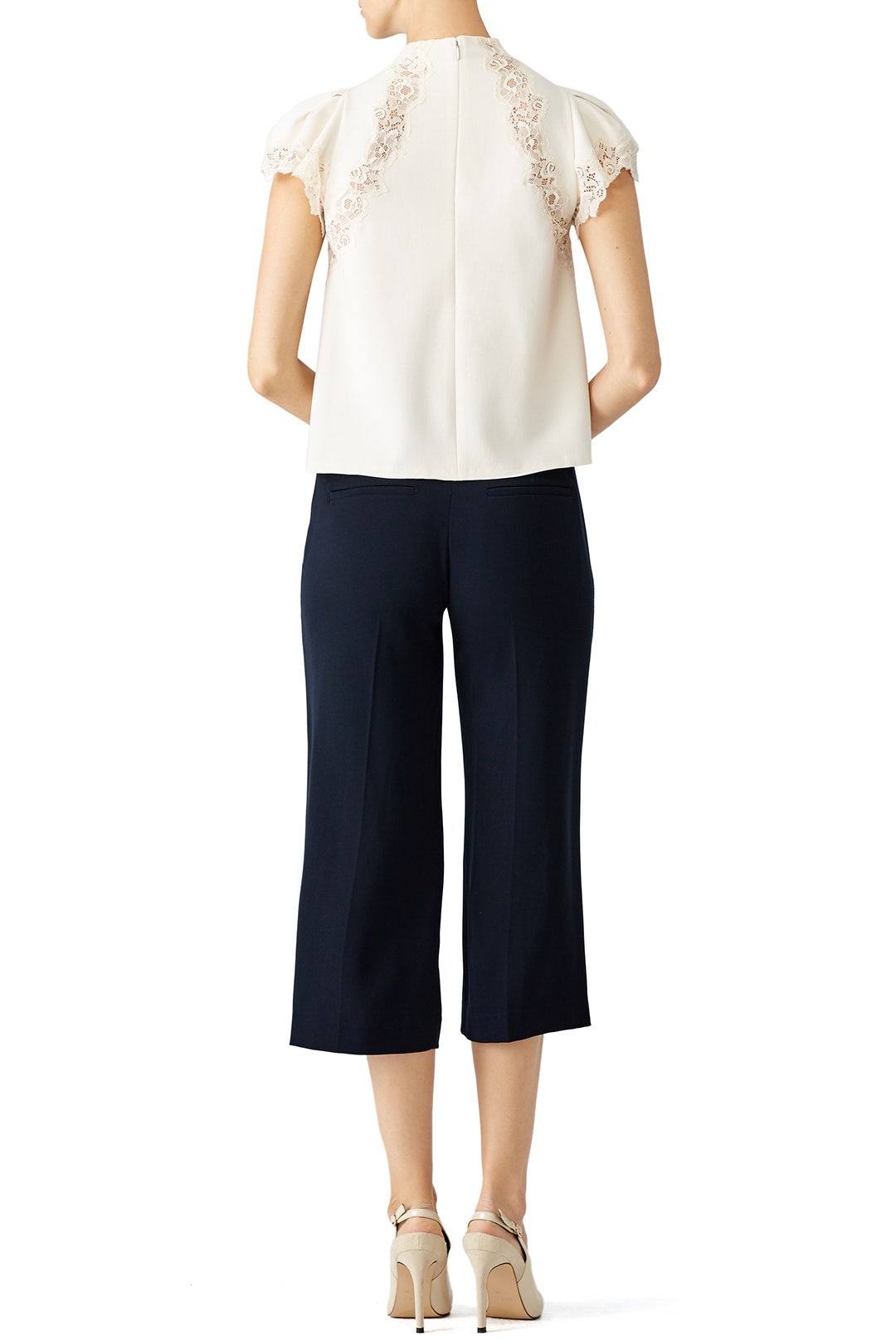 White Crepe Lace Top by Rebecca Taylor NYC 1