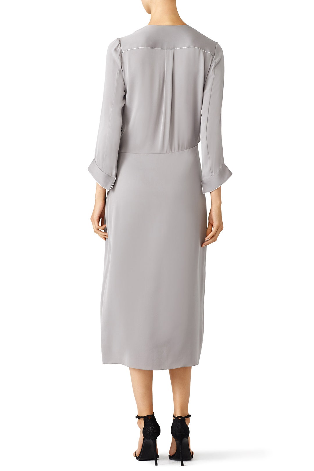 Grey Silver Faux Wrap Dress by HALSTON 1