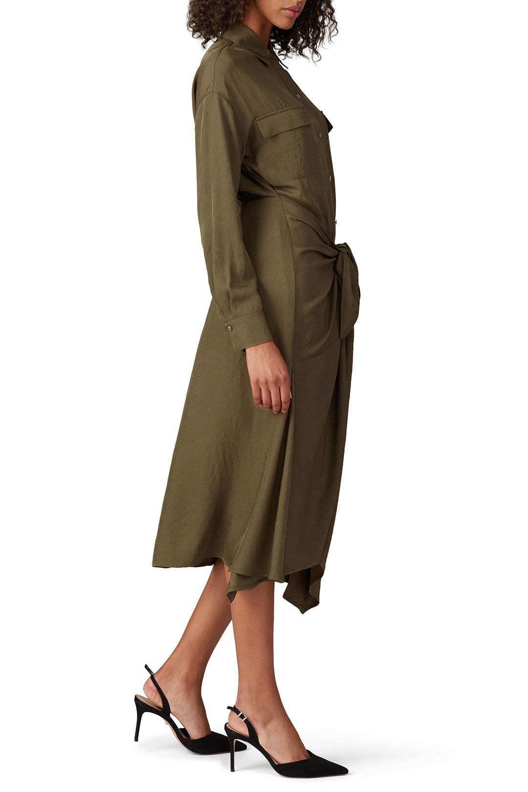 Green Tie Front Shirtdress by VINCE. 2