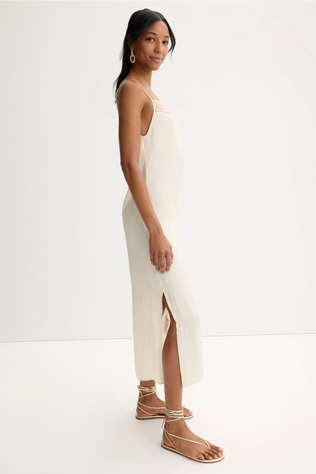 Rix Lace Trim Side Split Midi Dress by Maje | Rent the Runway