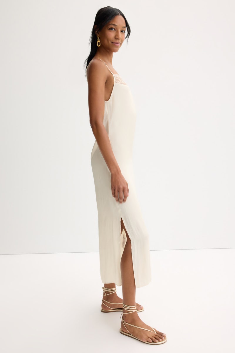 Rix Lace Trim Side Split Midi Dress by Maje - Photo 1