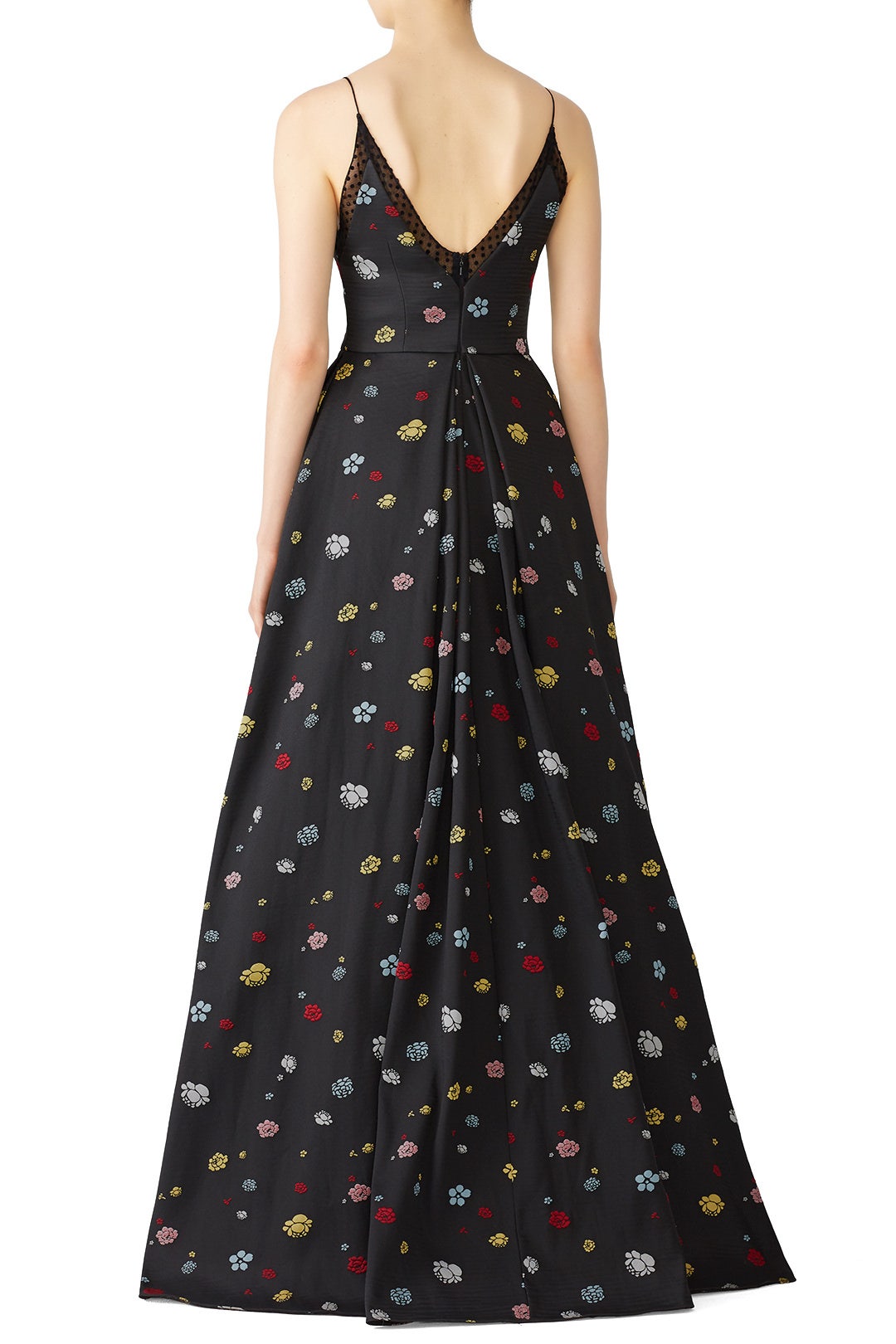 Black Multi Floral Gown by ML Monique Lhuillier 1