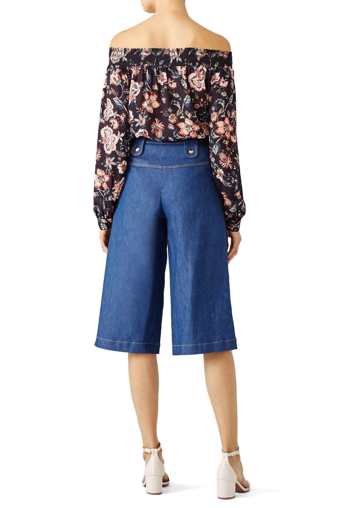 Black Multi Floral Off Shoulder Top by SACHIN BABI 2