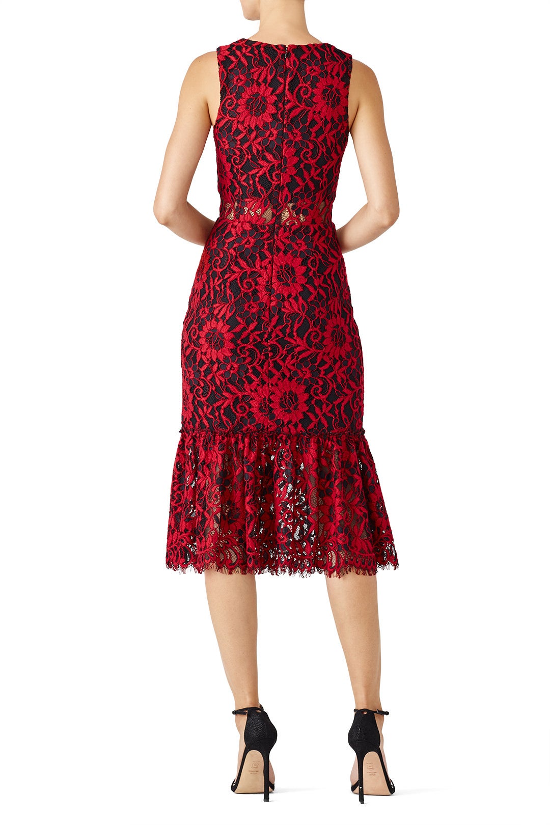 Red Lace Flounce Dress by Alexia Admor 2