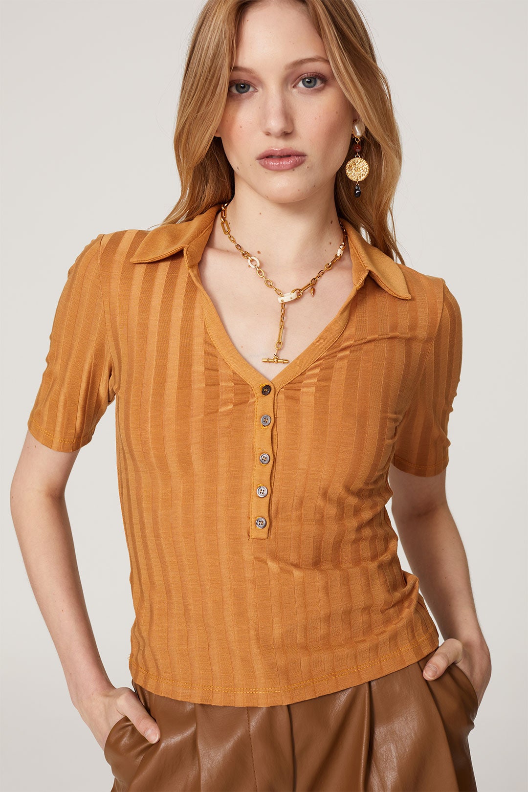 Terri Compact Ribbed Polo by SIMKHAI 2