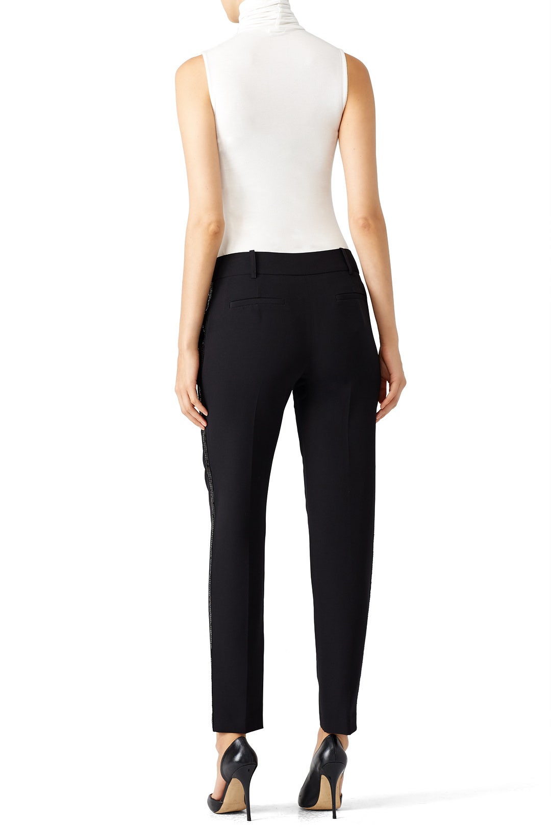 Black Italian Cady Sequin Tuxedo Pants by Milly 1