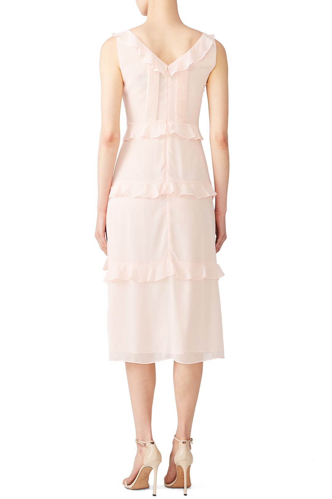 Blush Ruffle Midi Dress by Nicole Miller 2