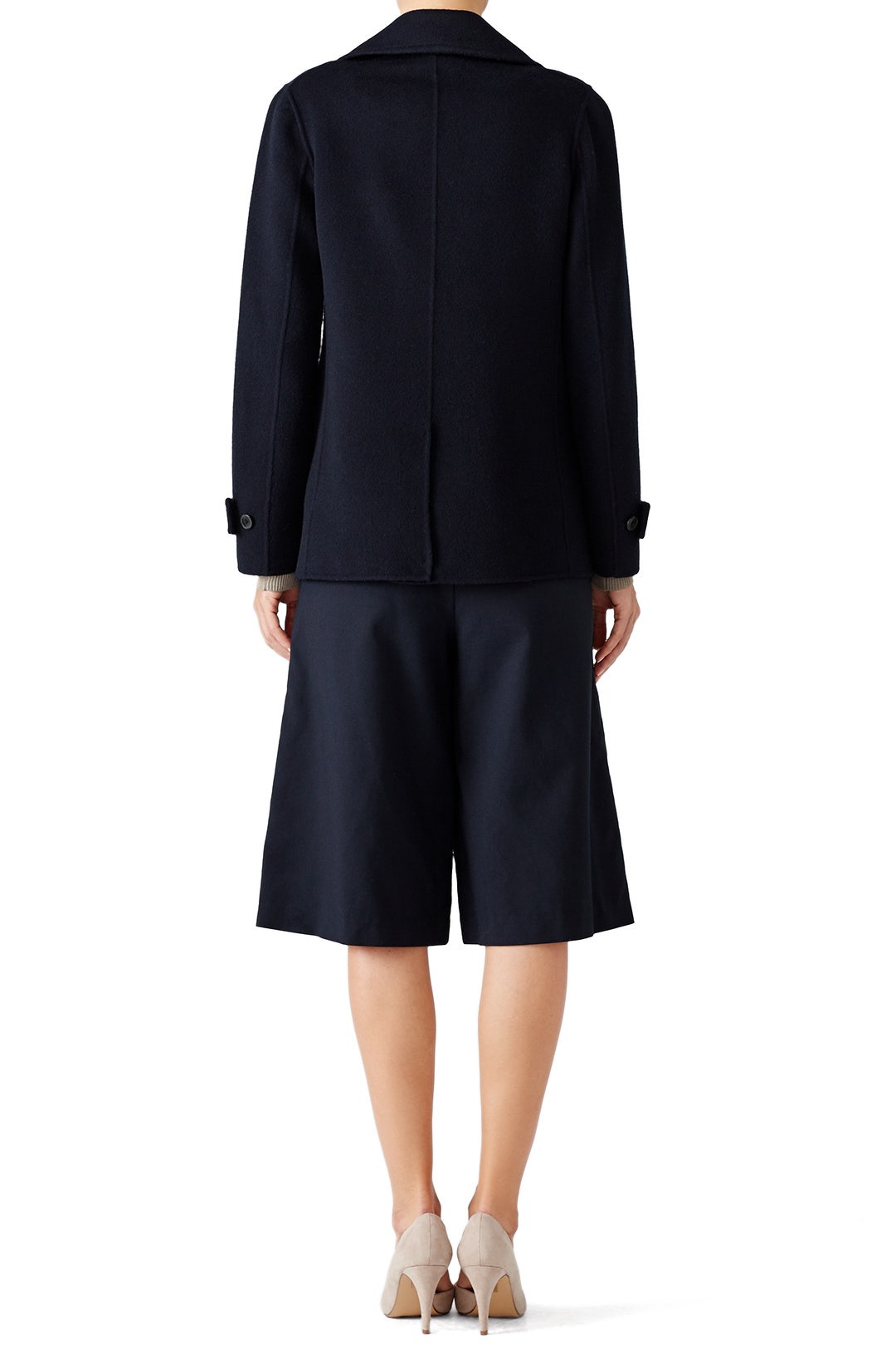 Navy Double Breasted Cropped Peacoat by VINCE. 1