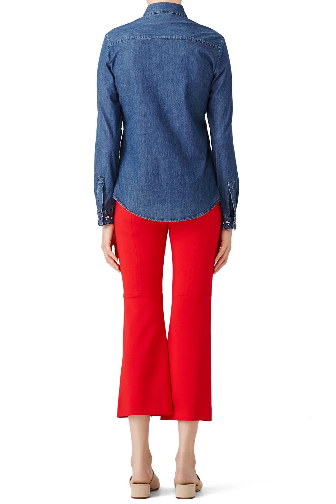 Floral Embroidered Denim Shirt by The Kooples | Rent the Runway