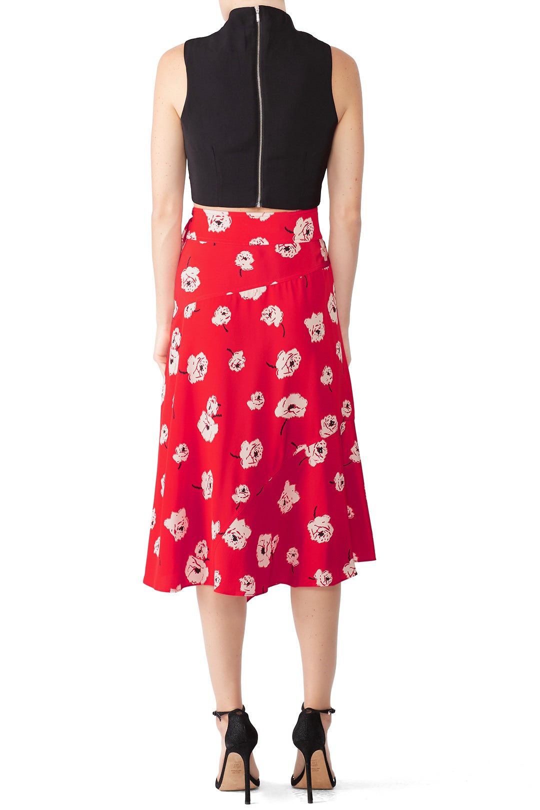 Red Floral Wrap Skirt by Derek Lam 10 Crosby 2