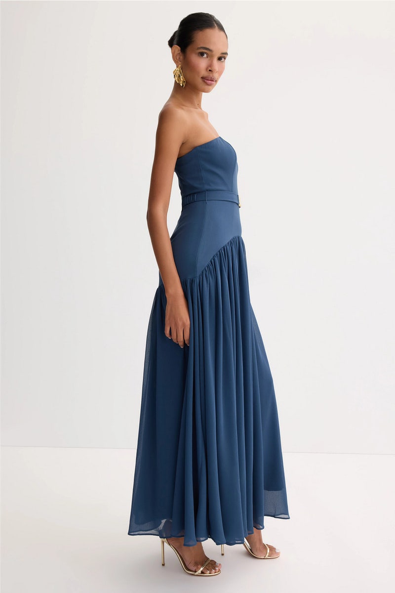 blue tight mini dress Strapless Blue Keyhole Metallic Tight Homecoming Dress – Modsele main image 1