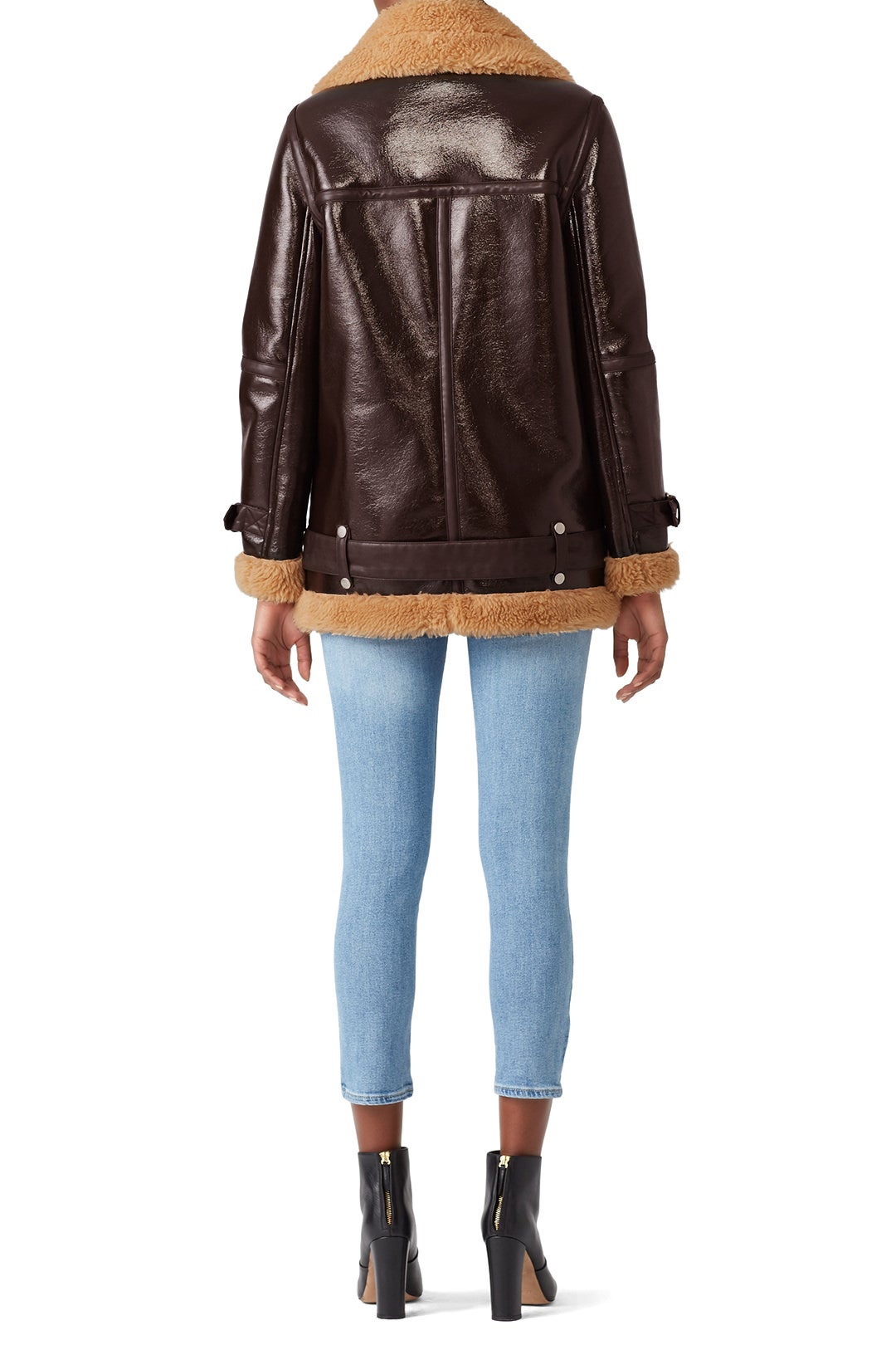 Patent Faux Sherpa Biker Jacket by Avec Les Filles 1
