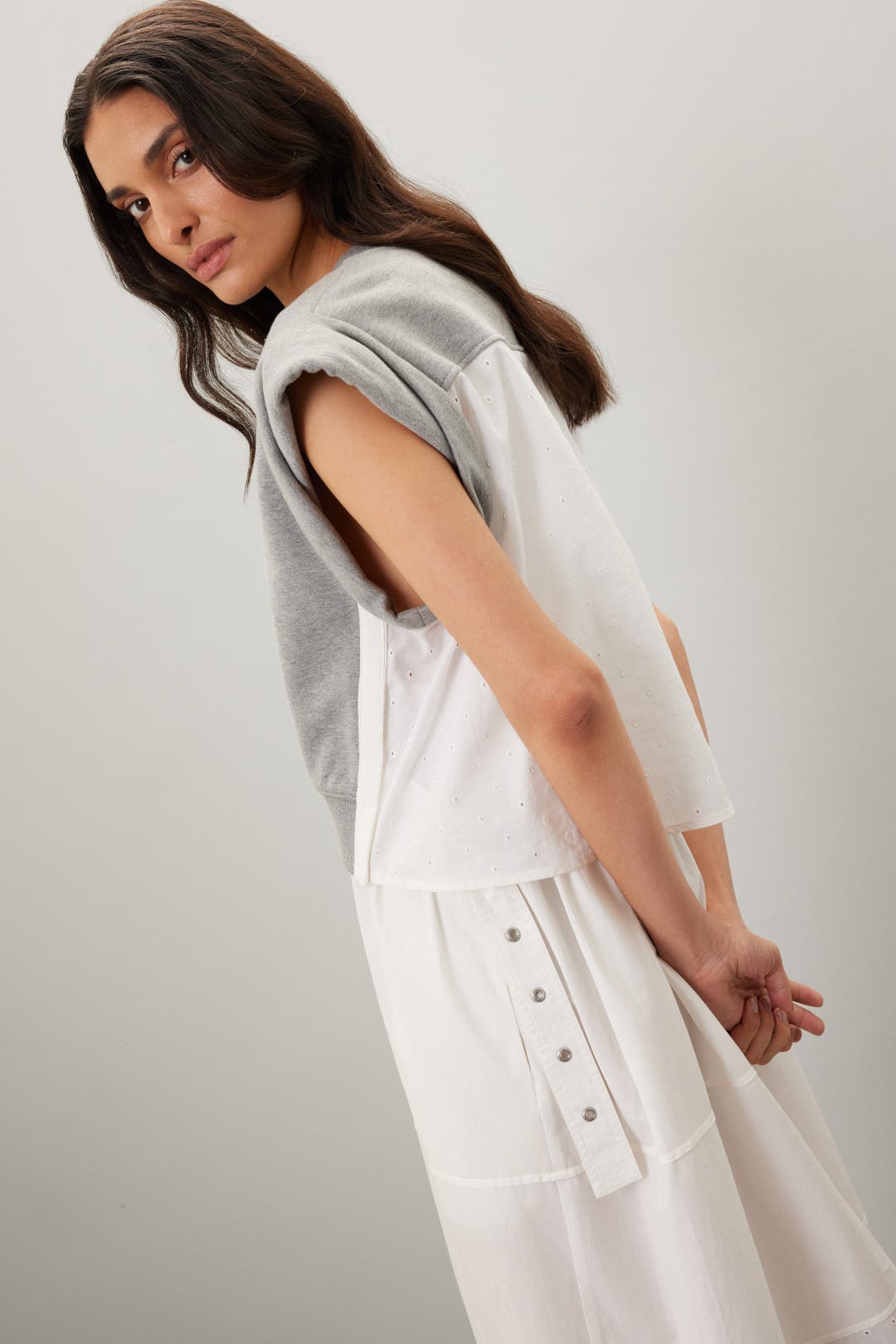 【3.1 Phillip Lim】Sweatshirt Combo ミディアムワンピース Combo Tiered Sweatshirt Midi Dress by 3.1 Phillip Lim | Rent