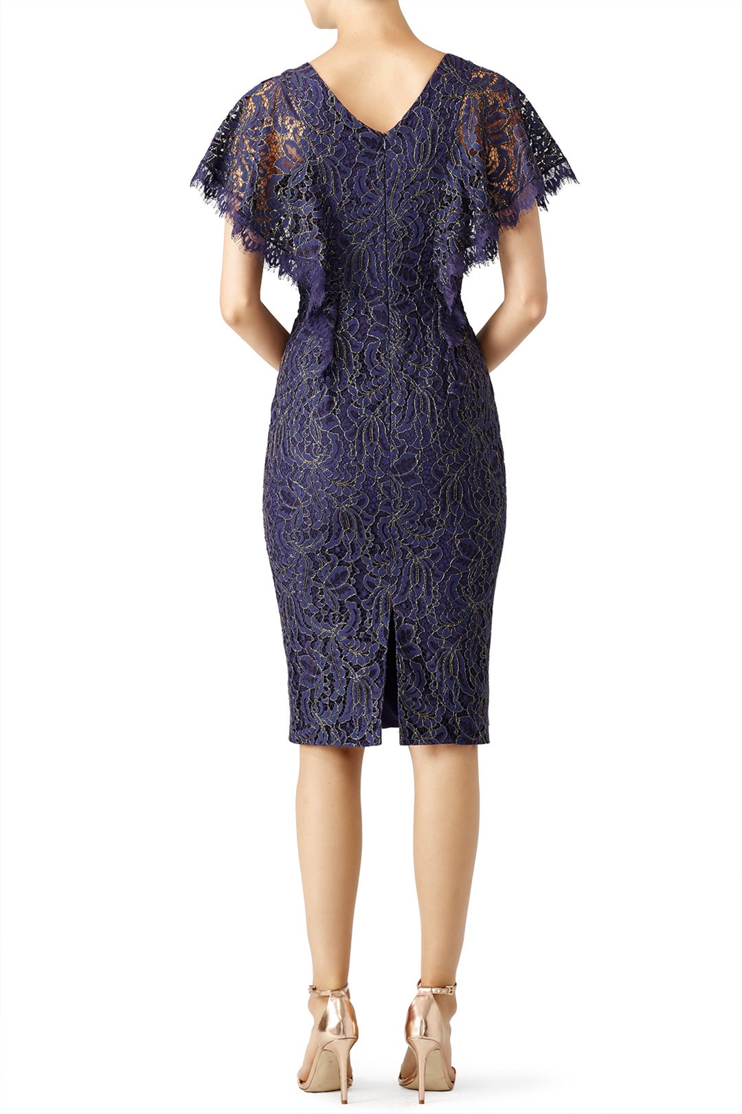 Blue Lace Flutter Sheath by Dress The Population 1