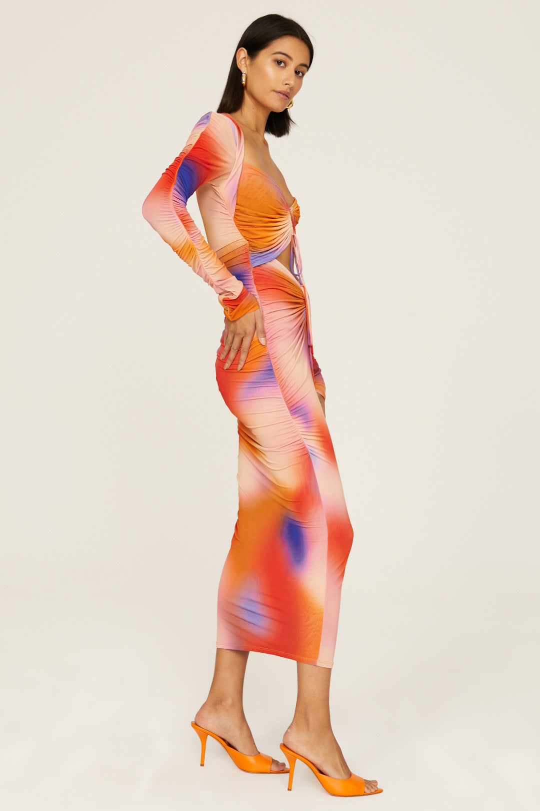 Printed Drawstring Dress by LAPOINTE 1