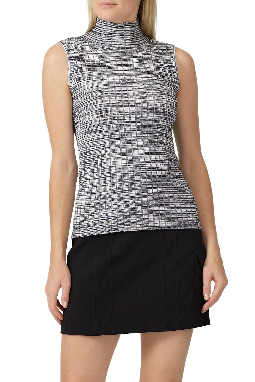 Space Dye Ribbed Knit Sleeveless Turtleneck by 525 America 1